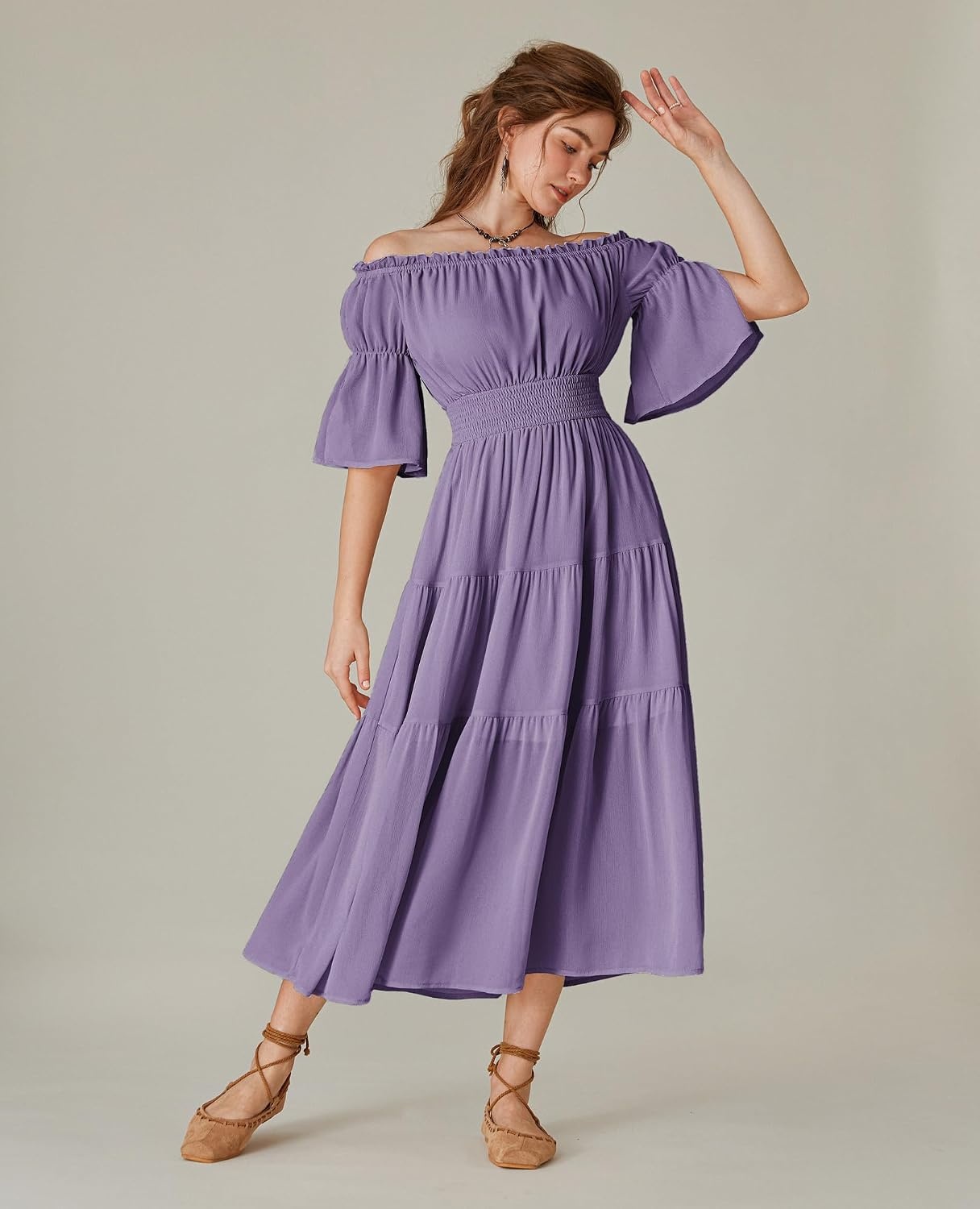 image:imageScarlet Darkness Renaissance Costume Women Maxi Tiered Long Dresses Cottagecore Dress
