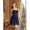 image:imageScarlet Darkness Corset Mini Dress Adjustable Straps Sundress with PocketsNavy