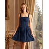 image:imageScarlet Darkness Corset Mini Dress Adjustable Straps Sundress with PocketsNavy