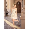 image:imageScarlet Darkness Corset Mini Dress Adjustable Straps Sundress with PocketsOyster White