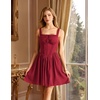 image:imageScarlet Darkness Corset Mini Dress Adjustable Straps Sundress with PocketsRed