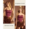 image:imageScarlet Darkness Corset Tops for Women Detachable Straps Satin BustierBrown Red