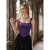 image:imageScarlet Darkness Corset Tops for Women Detachable Straps Satin BustierJewel Purple