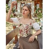 image:imageScarlet Darkness Corset Tops for Women Renaissance Lace Up Floral BustierBeige Red Floral