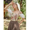 image:imageScarlet Darkness Corset Tops for Women Renaissance Lace Up Floral BustierBeige Red Floral
