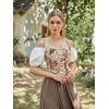 image:imageScarlet Darkness Corset Tops for Women Renaissance Lace Up Floral BustierBeige Red Floral