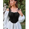 image:imageScarlet Darkness Corset Tops for Women Renaissance Lace Up Floral BustierBlack