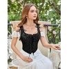 image:imageScarlet Darkness Corset Tops for Women Renaissance Lace Up Floral BustierBlack Jacquard