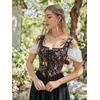 image:imageScarlet Darkness Corset Tops for Women Renaissance Lace Up Floral BustierMidnight Floral