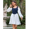 image:imageScarlet Darkness Corset Tops for Women Renaissance Lace Up Floral BustierNavy