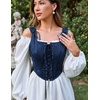 image:imageScarlet Darkness Corset Tops for Women Renaissance Lace Up Floral BustierNavy