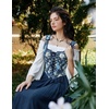 image:imageScarlet Darkness Corset Tops for Women Renaissance Lace Up Floral BustierNavy Blue Floral
