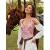 image:imageScarlet Darkness Corset Tops for Women Renaissance Lace Up Floral BustierPink Rose