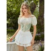 image:imageScarlet Darkness Corset Tops for Women Renaissance Underbust CorsetsSage Green Floral