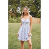 image:imageScarlet Darkness Floral Mini Corset Dress Women Teens Sundress with PocketsBlue Leaf Pattern