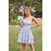 image:imageScarlet Darkness Floral Mini Corset Dress Women Teens Sundress with PocketsBlue Leaf Pattern