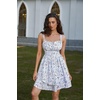 image:imageScarlet Darkness Floral Mini Corset Dress Women Teens Sundress with PocketsBlue White Floral