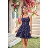 image:imageScarlet Darkness Floral Mini Corset Dress Women Teens Sundress with PocketsNavy Fuchsia Floral