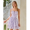 image:imageScarlet Darkness Floral Mini Corset Dress Women Teens Sundress with PocketsPurple White Floral