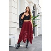 image:imageScarlet Darkness Lace Skirt for Women Asymmetrical Flowy Boho Maxi SkirtsRed