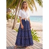 image:imageScarlet Darkness Maxi Skirts for Women Boho Floral High Waist Long SkirtBlue Ditsy Floral