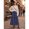 image:imageScarlet Darkness Maxi Skirts for Women Boho Floral High Waist Long SkirtBlue Ditsy Floral