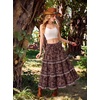 image:imageScarlet Darkness Maxi Skirts for Women Boho Floral High Waist Long SkirtBrown Floral
