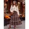 image:imageScarlet Darkness Maxi Skirts for Women Boho Floral High Waist Long SkirtBrown Floral