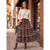 image:imageScarlet Darkness Maxi Skirts for Women Boho Floral High Waist Long SkirtBrown Floral
