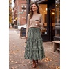 image:imageScarlet Darkness Maxi Skirts for Women Boho Floral High Waist Long SkirtOlive Green Floral