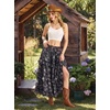 image:imageScarlet Darkness Maxi Skirts for Women Boho Floral High Waist Long SkirtVintage Black