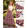 image:imageScarlet Darkness Maxi Skirts for Women Boho Floral High Waist Long SkirtWine Red Floral