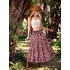 image:imageScarlet Darkness Maxi Skirts for Women Boho Floral High Waist Long SkirtWine Red Floral