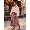 image:imageScarlet Darkness Maxi Skirts for Women Boho Floral High Waist Long SkirtWine Red Floral