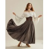 image:imageScarlet Darkness Maxi Skirts for Women Long Flowy Boho Renaissance SkirtBrown