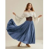 image:imageScarlet Darkness Maxi Skirts for Women Long Flowy Boho Renaissance SkirtDemin Blue