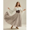image:imageScarlet Darkness Maxi Skirts for Women Long Flowy Boho Renaissance SkirtKhaki