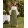 image:imageScarlet Darkness Maxi Skirts for Women Long Flowy Boho Renaissance SkirtMoss Green