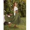 image:imageScarlet Darkness Maxi Skirts for Women Long Flowy Boho Renaissance SkirtMoss Green
