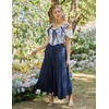image:imageScarlet Darkness Maxi Skirts for Women Long Flowy Boho Renaissance SkirtNavy Blue