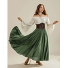 image:imageScarlet Darkness Maxi Skirts for Women Long Flowy Boho Renaissance SkirtOlive Green
