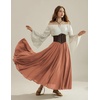 image:imageScarlet Darkness Maxi Skirts for Women Long Flowy Boho Renaissance SkirtOrange