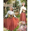 image:imageScarlet Darkness Maxi Skirts for Women Long Flowy Boho Renaissance SkirtOrange
