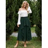 image:imageScarlet Darkness Maxi Skirts for Women Renaissance High Waist Boho Long SkirtEden Green