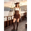 image:imageScarlet Darkness Mini Skirt for Women Renaissance Pirate Layered SkirtsDark Brown