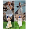 image:imageScarlet Darkness Off Shoulder Flutter Sleeve Renaissance Peasant Midi DressBeige