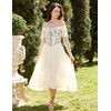 image:imageScarlet Darkness Off Shoulder Flutter Sleeve Renaissance Peasant Midi DressBeige