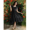 image:imageScarlet Darkness Off Shoulder Flutter Sleeve Renaissance Peasant Midi DressBlack