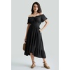 image:imageScarlet Darkness Off Shoulder Flutter Sleeve Renaissance Peasant Midi DressBlack