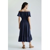 image:imageScarlet Darkness Off Shoulder Flutter Sleeve Renaissance Peasant Midi DressNavy